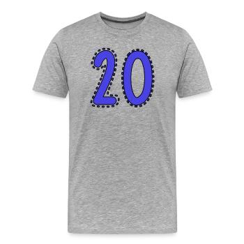 20. 20 JAHRE. 20-JÄHRIGES JUBILÄUM. 20-JÄHRIGES JUBILÄUM. - Männer Premium Bio T-Shirt - Grau meliert - Vorne - Damien (186cm)