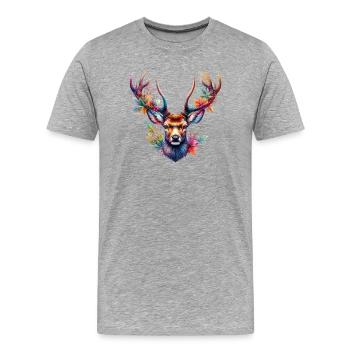 Hirsch - Männer Premium Bio T-Shirt - Grau meliert - Vorne - Damien (186cm)