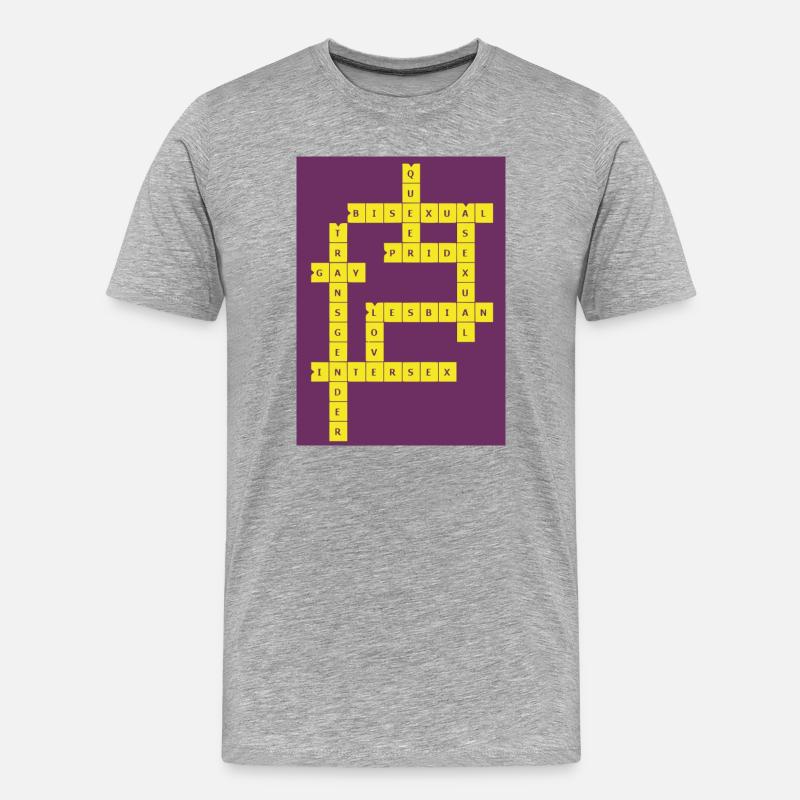 Kreuzworträtsel Divers - Männer Premium Bio T-Shirt - Grau meliert