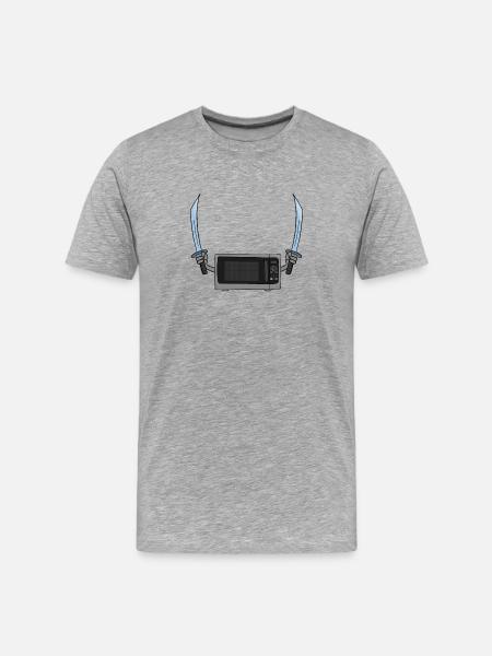 Microwave oven and the sword - Men's Premium Organic T-Shirt - heather grey
