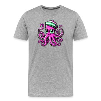 Pieuvre - T-shirt bio Premium Homme - gris chiné - Devant - Damien (186cm)