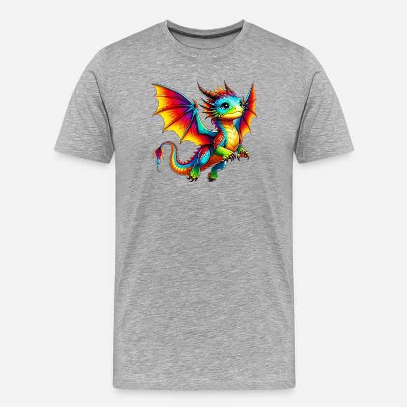 Drache - Männer Premium Bio T-Shirt - Grau meliert