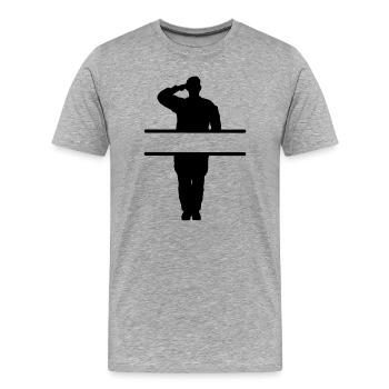 Gruß des Respekts Banner - Männer Premium Bio T-Shirt - Grau meliert - Vorne - Damien (186cm)