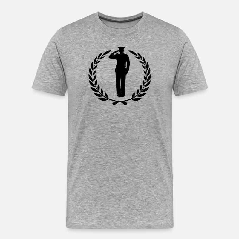 Respekt Gruß im Lorbeerkranz 2 - Männer Premium Bio T-Shirt - Grau meliert