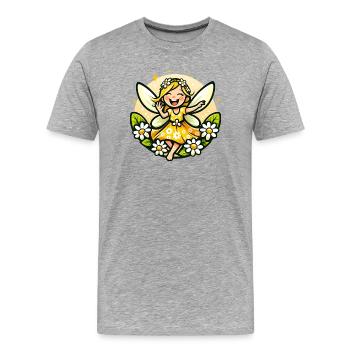 Süße Fee Gänseblümchen Blumenmädchen Lächeln - Männer Premium Bio T-Shirt - Grau meliert - Vorne - Damien (186cm)