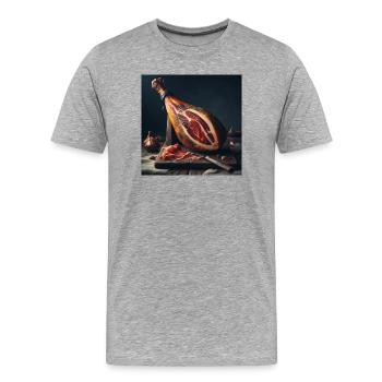 Serrano-Schinkenkeule - Männer Premium Bio T-Shirt - Grau meliert - Vorne - Damien (186cm)