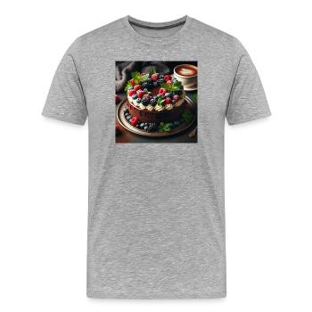 Chocolate and berries cake - Men's Premium Organic T-Shirt - heather grey - Front - Damien (186cm)