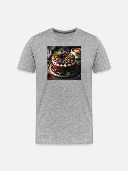 Chocolate and berries cake - Men's Premium Organic T-Shirt - heather grey