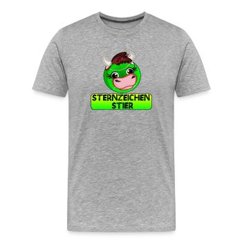 STERNZEICHEN STIER TENNIS - Männer Premium Bio T-Shirt - Grau meliert - Vorne - Damien (186cm)