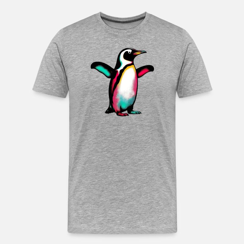 Pinguin - Männer Premium Bio T-Shirt - Grau meliert