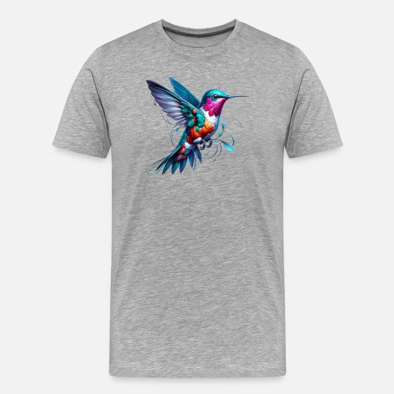 Kolibri - Männer Premium Bio T-Shirt - Grau meliert