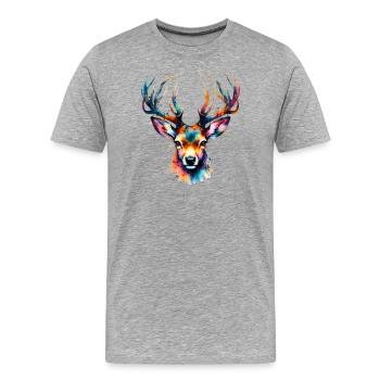 Cerf - T-shirt bio Premium Homme - gris chiné - Devant - Damien (186cm)
