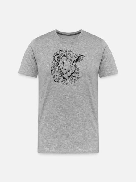 Löwe und Lamm - Männer Premium Bio T-Shirt - Grau meliert