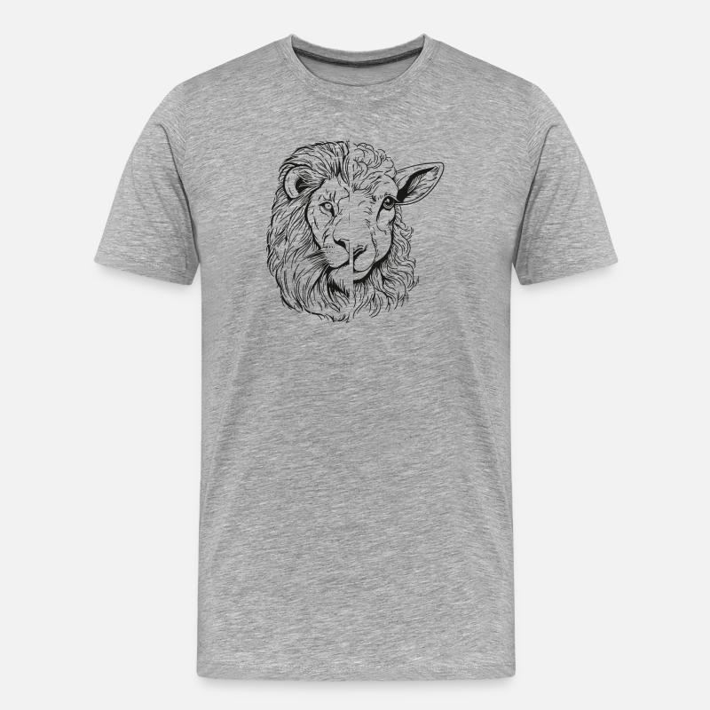 Löwe und Lamm - Männer Premium Bio T-Shirt - Grau meliert