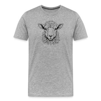 Lamb Portrait - Men's Premium Organic T-Shirt - heather grey - Front - Damien (186cm)