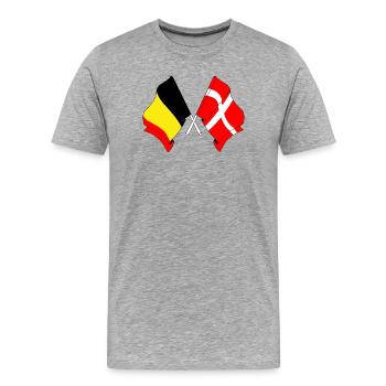 Flagge Belgiens und Flagge Dänemarks - Männer Premium Bio T-Shirt - Grau meliert - Vorne - Damien (186cm)