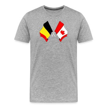 Drapeau de la Belgique, drapeau du Canada - T-shirt bio Premium Homme - gris chiné - Devant - Damien (186cm)