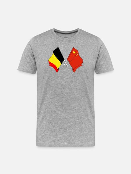 Drapeau Belgique Drapeau Chine - T-shirt bio Premium Homme - gris chiné