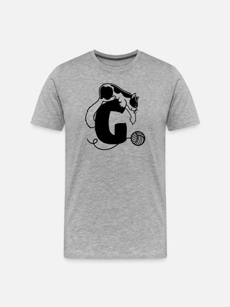 Cat Letter G - Men's Premium Organic T-Shirt - heather grey