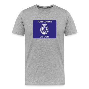 Stark wie ein Löwe - Männer Premium Bio T-Shirt - Grau meliert - Vorne - Damien (186cm)