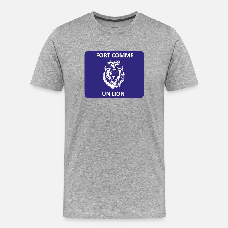 Stark wie ein Löwe - Männer Premium Bio T-Shirt - Grau meliert