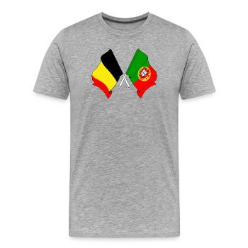 Flagge Belgien, Flagge Portugal - Männer Premium Bio T-Shirt - Grau meliert - Vorne - Damien (186cm)