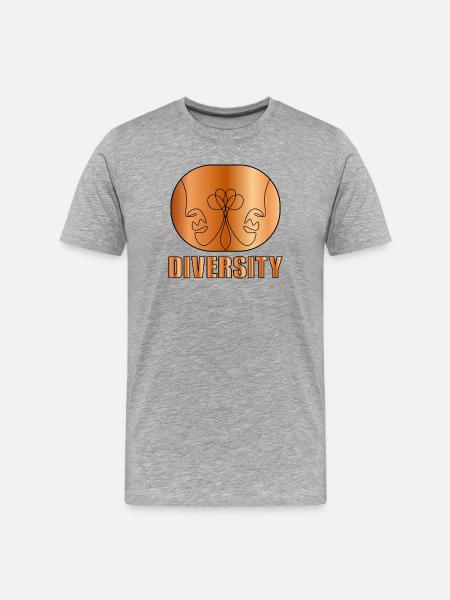 LINE ART FACE - COUPLE DIVERSITY - Men's Premium Organic T-Shirt - heather grey