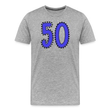 50. 50 ANS. 50e ANNIVERSAIRE. ANNIVERSAIRE 50 ANS. - T-shirt bio Premium Homme - gris chiné - Devant - Damien (186cm)