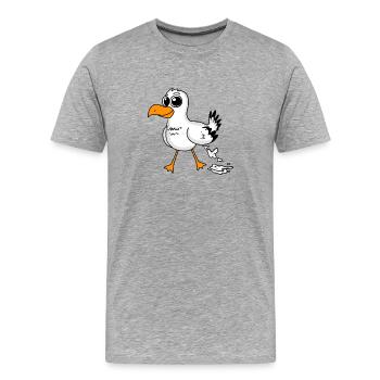 Möwe Lustig Motiv - Männer Premium Bio T-Shirt - Grau meliert - Vorne - Damien (186cm)