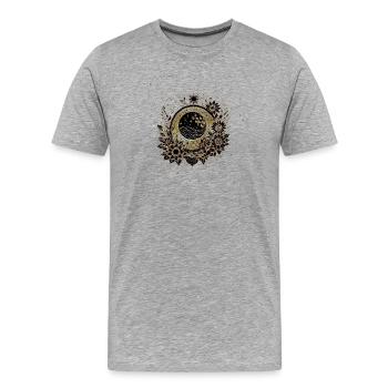 Fleurs nobles aux couleurs or et noir. - T-shirt bio Premium Homme - gris chiné - Devant - Damien (186cm)