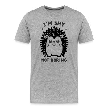 Shy Black Hedgehog - Men's Premium Organic T-Shirt - heather grey - Front - Damien (186cm)