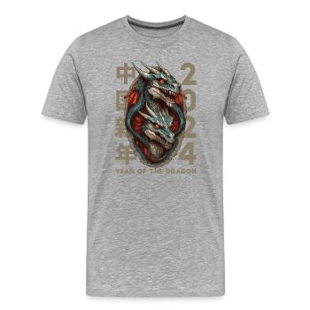 Dragon chinois - T-shirt bio Premium Homme - gris chiné - Devant - Damien (186cm)