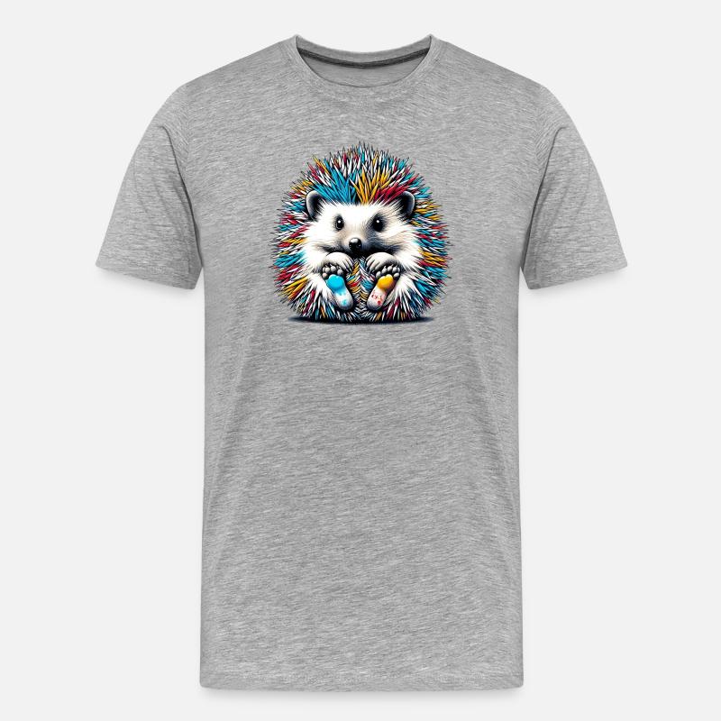 Igel - Männer Premium Bio T-Shirt - Grau meliert