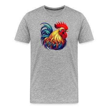 Rooster Hen - Men's Premium Organic T-Shirt - heather grey - Front - Damien (186cm)