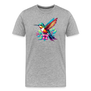 Kolibri - Männer Premium Bio T-Shirt - Grau meliert - Vorne - Damien (186cm)