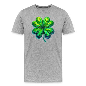 Trèfle à quatre feuilles - T-shirt bio Premium Homme - gris chiné - Devant - Damien (186cm)