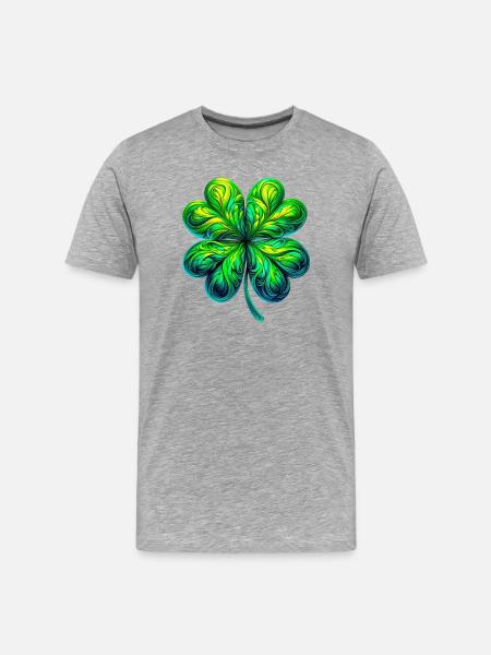 Four-leaf clover - Men's Premium Organic T-Shirt - heather grey