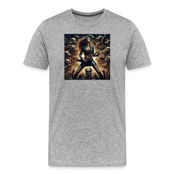 Heavy Metal in der Ewigkeit - Männer Premium Bio T-Shirt - Grau meliert - Vorne - Damien (186cm)