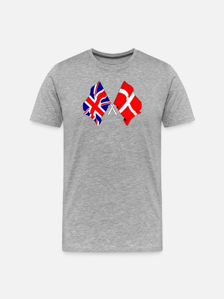 Drapeau de l’Angleterre, drapeau du Danemark - T-shirt bio Premium Homme - gris chiné