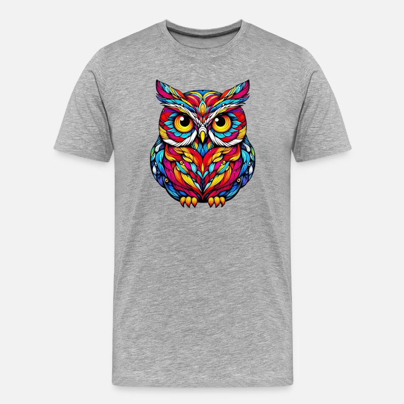 Eule - Männer Premium Bio T-Shirt - Grau meliert