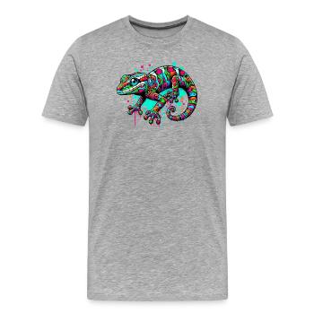 Gecko - T-shirt bio Premium Homme - gris chiné - Devant - Damien (186cm)
