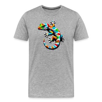Gecko - T-shirt bio Premium Homme - gris chiné - Devant - Damien (186cm)