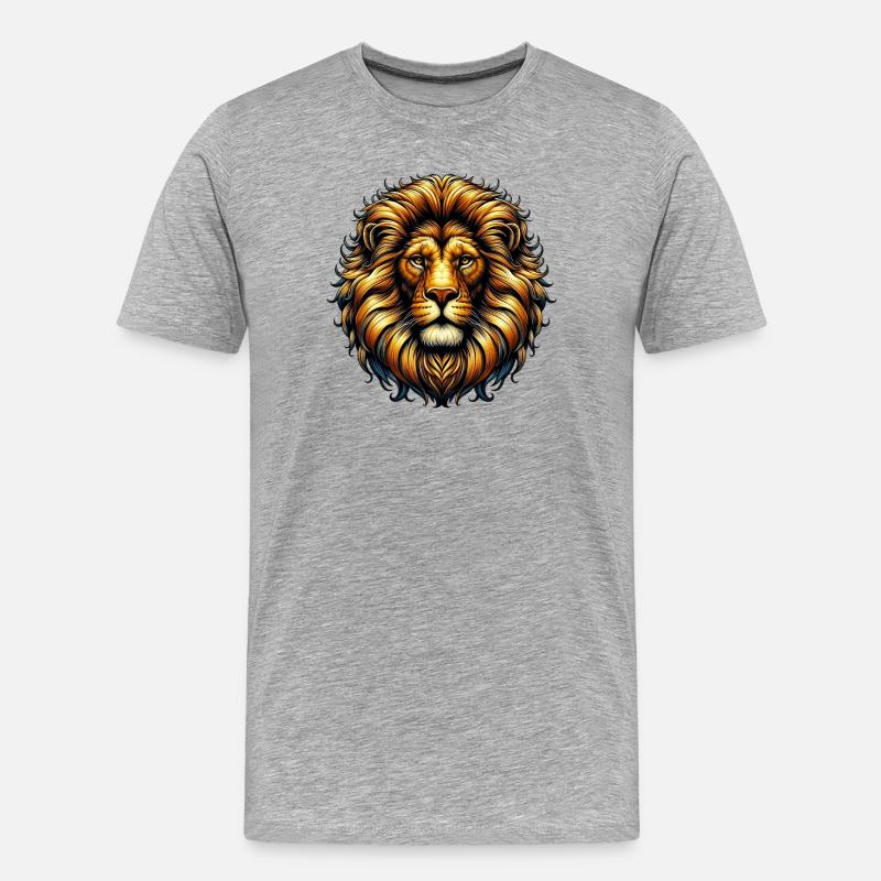 Löwe - Männer Premium Bio T-Shirt - Grau meliert