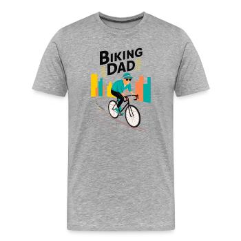 Illustration de papa à vélo pour les papas actifs - T-shirt bio Premium Homme - gris chiné - Devant - Damien (186cm)