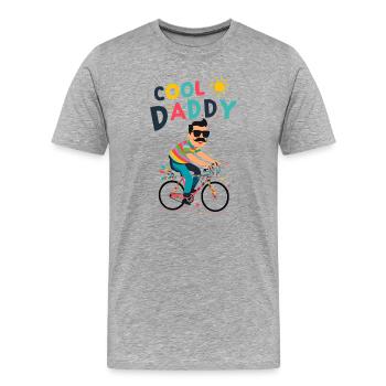 Vibrant Cool Daddy Cyclist Design - T-shirt bio Premium Homme - gris chiné - Devant - Damien (186cm)
