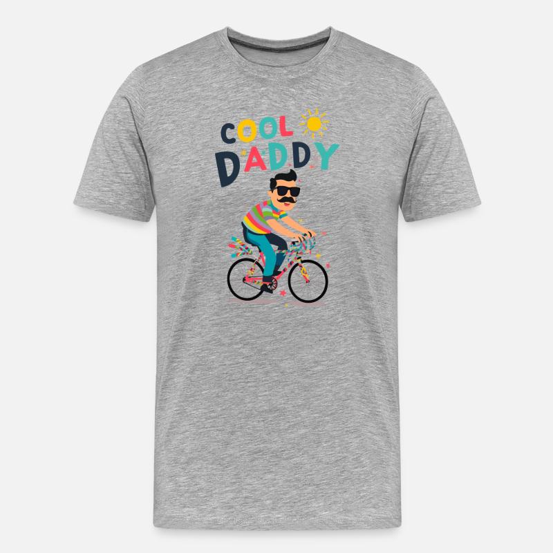 Lebendiges cooles Daddy-Radfahrer-Design - Männer Premium Bio T-Shirt - Grau meliert