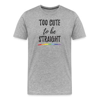 Mois de la fierté LGBT - Trop mignon pour être hétéro - T-shirt bio Premium Homme - gris chiné - Devant - Damien (186cm)