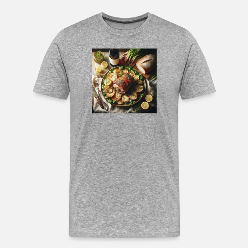 Schweineschulter mit Rübenspitzen - Männer Premium Bio T-Shirt - Grau meliert