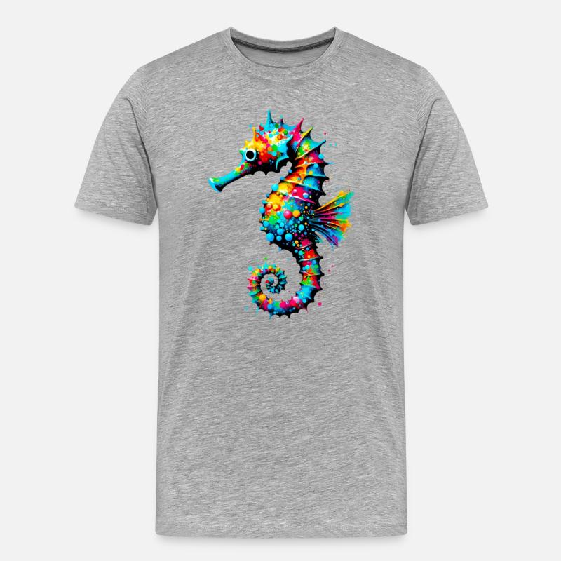Seepferdchen - Männer Premium Bio T-Shirt - Grau meliert