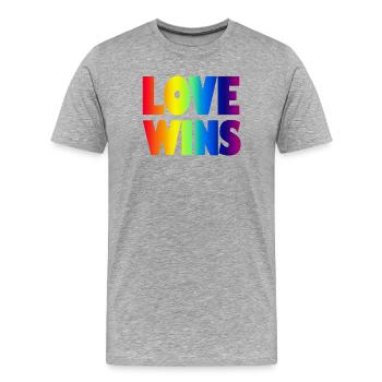 L’amour gagne - T-shirt bio Premium Homme - gris chiné - Devant - Damien (186cm)